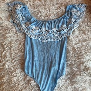 Baby blue off the shoulder Bodysuit
